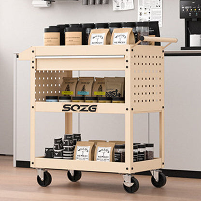 Contemporary Industrial Cold-Rolled Steel PP Plastic Rectangular Movable End Table 3-Tier For Living Room