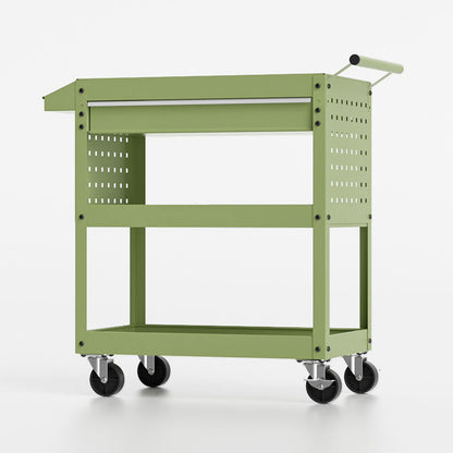 Contemporary Industrial Cold-Rolled Steel PP Plastic Rectangular Movable End Table 3-Tier For Living Room