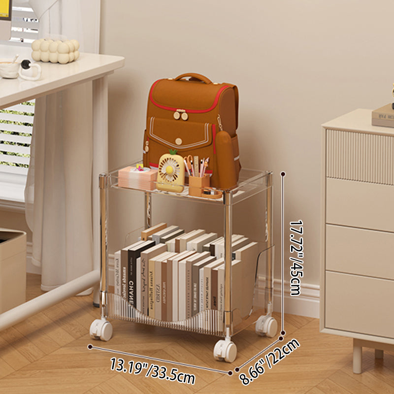Modern Minimalist Rectangular PET Plastic Stainless Steel Movable Storage Shelf 2/3/4-Tier For Living Room
