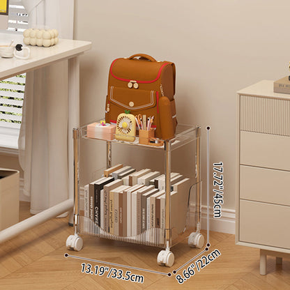 Modern Minimalist Rectangular PET Plastic Stainless Steel Movable Storage Shelf 2/3/4-Tier For Living Room