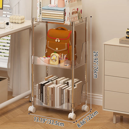 Modern Minimalist Rectangular PET Plastic Stainless Steel Movable Storage Shelf 2/3/4-Tier For Living Room