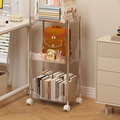 Modern Minimalist Rectangular PET Plastic Stainless Steel Movable Storage Shelf 2/3/4-Tier For Living Room