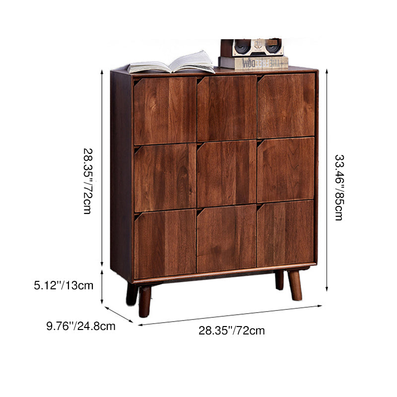 Traditional Vintage Rectangular Solid Wood Paulownia Wood Detachable Storage Cabinet 9-Drawer For Living Room