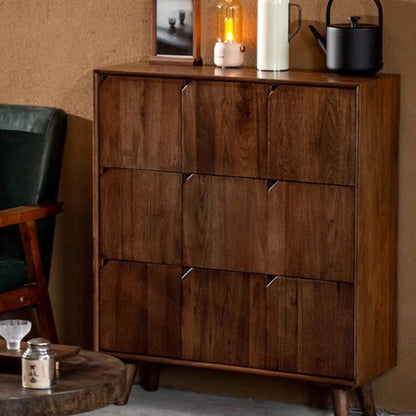 Traditional Vintage Rectangular Solid Wood Paulownia Wood Detachable Storage Cabinet 9-Drawer For Living Room