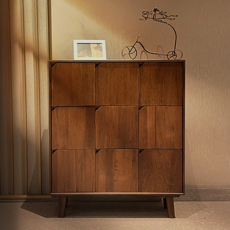 Traditional Vintage Rectangular Solid Wood Paulownia Wood Detachable Storage Cabinet 9-Drawer For Living Room