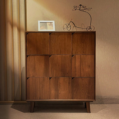 Traditional Vintage Rectangular Solid Wood Paulownia Wood Detachable Storage Cabinet 9-Drawer For Living Room