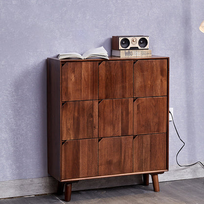 Traditional Vintage Rectangular Solid Wood Paulownia Wood Detachable Storage Cabinet 9-Drawer For Living Room