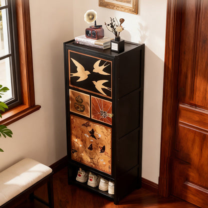 Traditional Chinese Style Rectangular Nan Bamboo Composite Board Multi-Layer Storage Shoe Cabinet 7/8-Tier For Entryway & Hallway