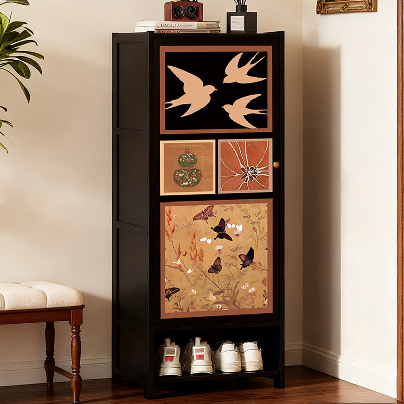 Traditional Chinese Style Rectangular Nan Bamboo Composite Board Multi-Layer Storage Shoe Cabinet 7/8-Tier For Entryway & Hallway