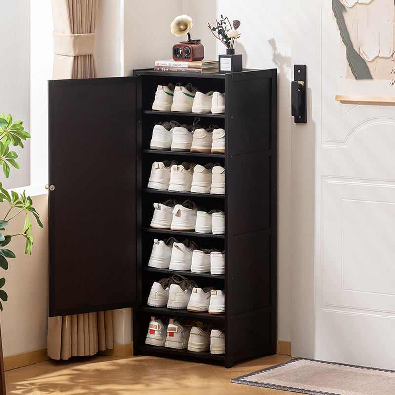 Traditional Chinese Style Rectangular Nan Bamboo Composite Board Multi-Layer Storage Shoe Cabinet 7/8-Tier For Entryway & Hallway