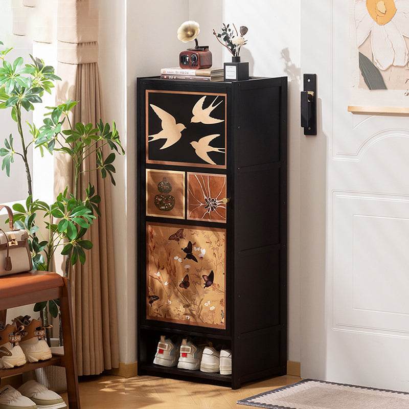 Traditional Chinese Style Rectangular Nan Bamboo Composite Board Multi-Layer Storage Shoe Cabinet 7/8-Tier For Entryway & Hallway