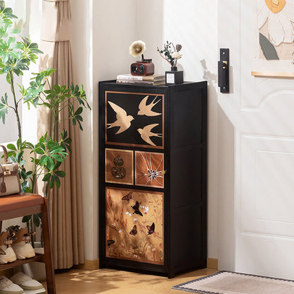 Traditional Chinese Style Rectangular Nan Bamboo Composite Board Multi-Layer Storage Shoe Cabinet 7/8-Tier For Entryway & Hallway