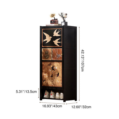 Traditional Chinese Style Rectangular Nan Bamboo Composite Board Multi-Layer Storage Shoe Cabinet 7/8-Tier For Entryway & Hallway