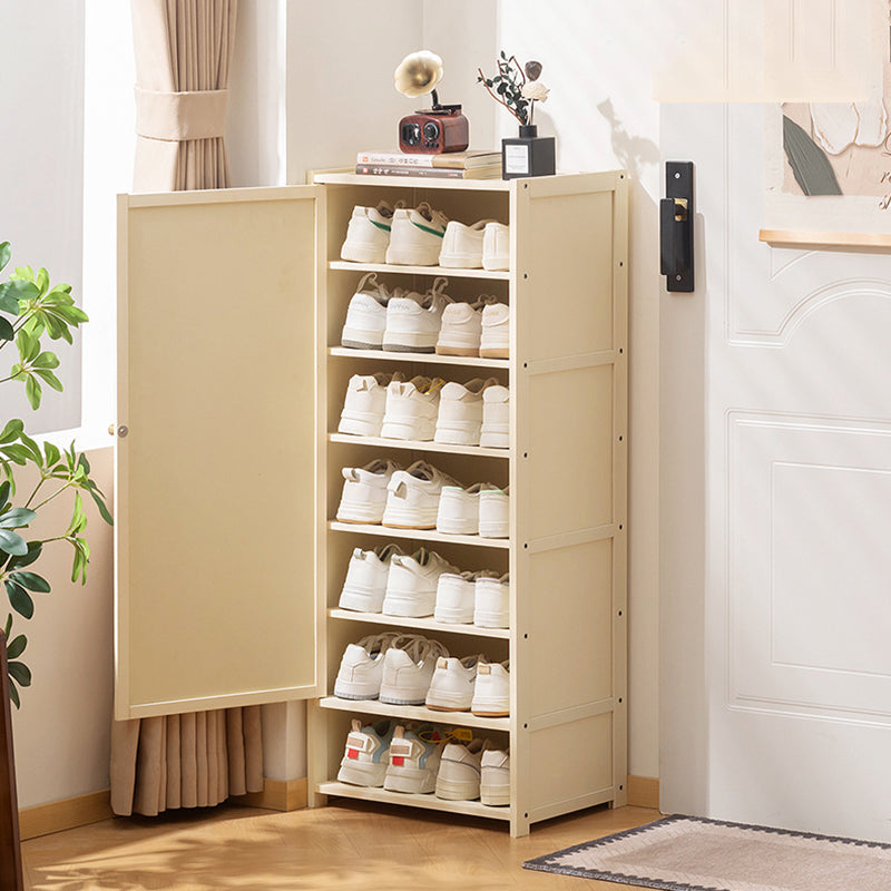 Traditional Chinese Style Rectangular Nan Bamboo Composite Board Multi-Layer Storage Shoe Cabinet 7/8-Tier For Entryway & Hallway