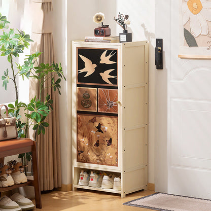 Traditional Chinese Style Rectangular Nan Bamboo Composite Board Multi-Layer Storage Shoe Cabinet 7/8-Tier For Entryway & Hallway