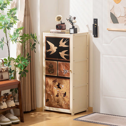 Traditional Chinese Style Rectangular Nan Bamboo Composite Board Multi-Layer Storage Shoe Cabinet 7/8-Tier For Entryway & Hallway