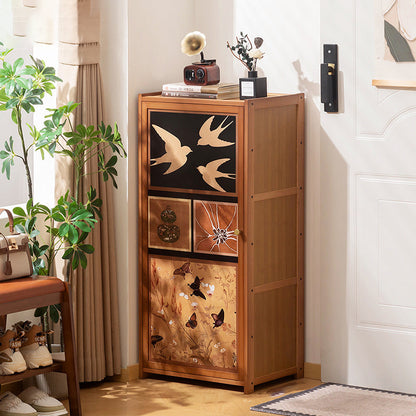 Traditional Chinese Style Rectangular Nan Bamboo Composite Board Multi-Layer Storage Shoe Cabinet 7/8-Tier For Entryway & Hallway