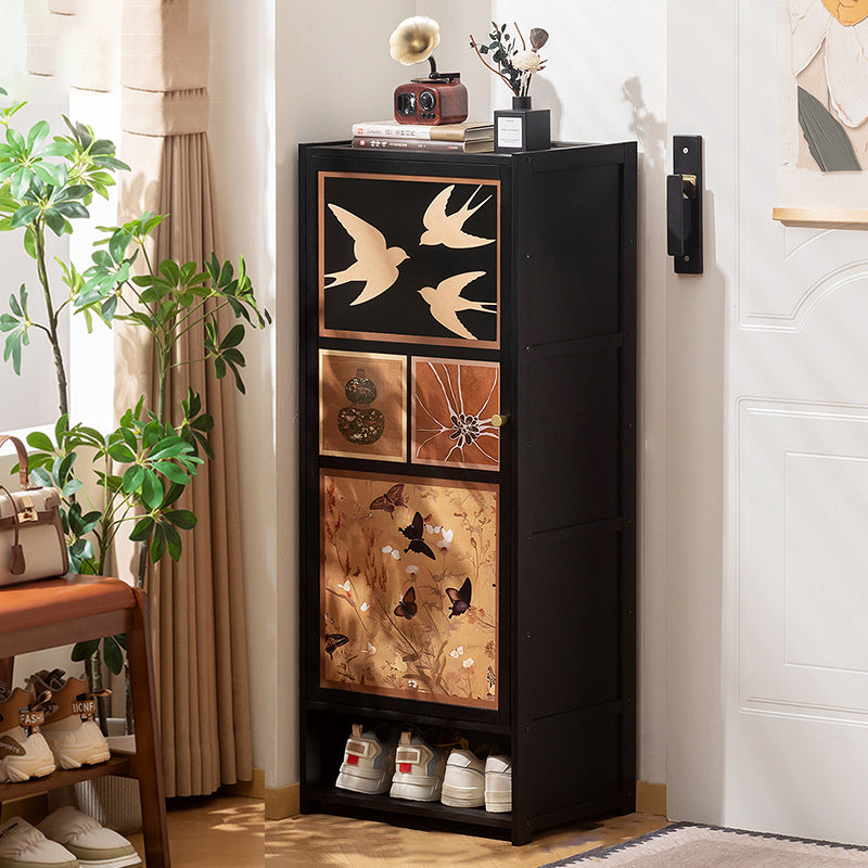 Traditional Chinese Style Rectangular Nan Bamboo Composite Board Multi-Layer Storage Shoe Cabinet 7/8-Tier For Entryway & Hallway
