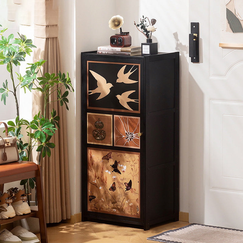 Traditional Chinese Style Rectangular Nan Bamboo Composite Board Multi-Layer Storage Shoe Cabinet 7/8-Tier For Entryway & Hallway