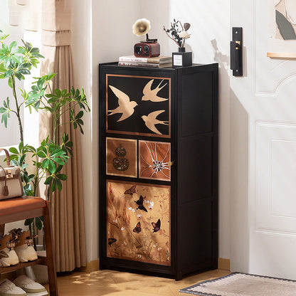 Traditional Chinese Style Rectangular Nan Bamboo Composite Board Multi-Layer Storage Shoe Cabinet 7/8-Tier For Entryway & Hallway