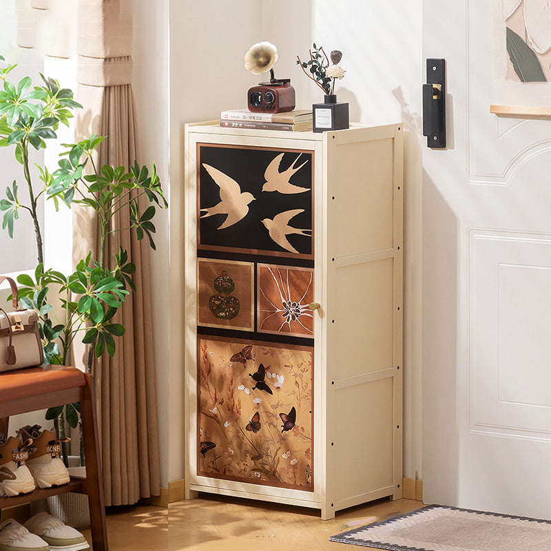 Traditional Chinese Style Rectangular Nan Bamboo Composite Board Multi-Layer Storage Shoe Cabinet 7/8-Tier For Entryway & Hallway