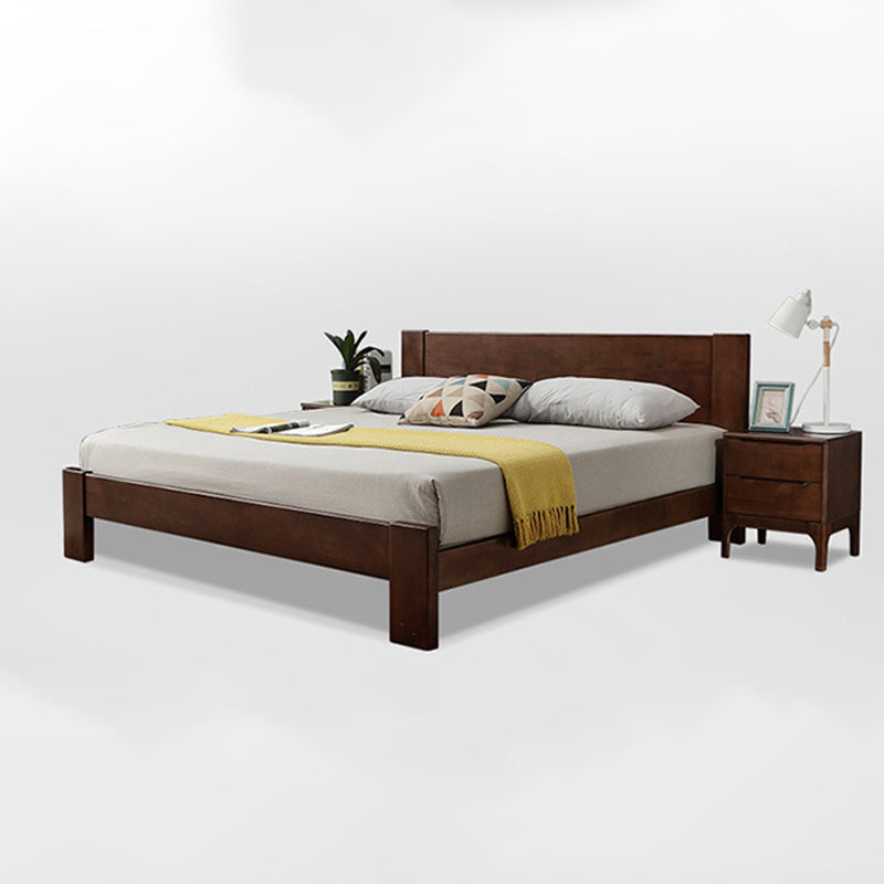 Modern Minimalist Solid Rubberwood Rectangular Nightstand 2-Drawers For Bedroom