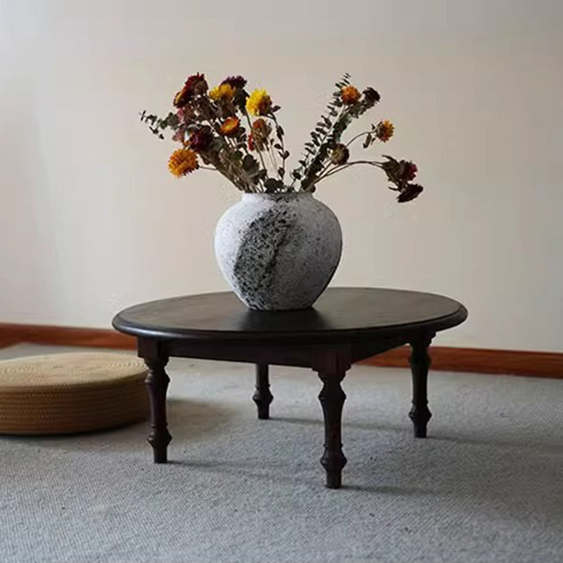 Modern Shabby Chic Pine Wood Round Tatami Bay Window Coffee Table 1-Tier For Living Room