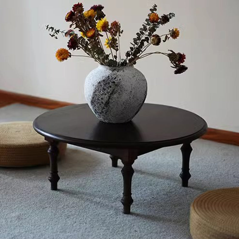 Modern Shabby Chic Pine Wood Round Tatami Bay Window Coffee Table 1-Tier For Living Room