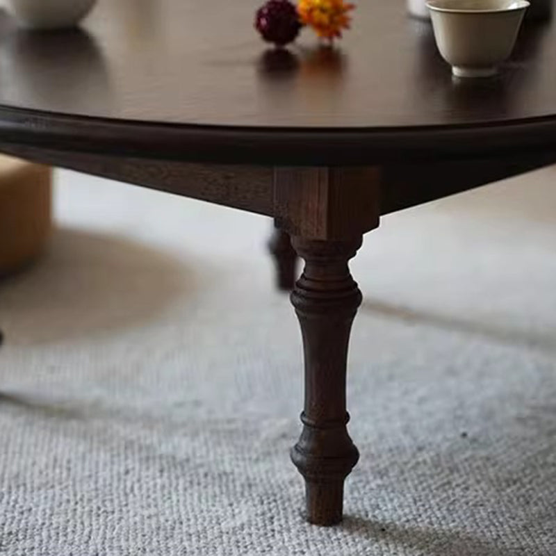 Modern Shabby Chic Pine Wood Round Tatami Bay Window Coffee Table 1-Tier For Living Room