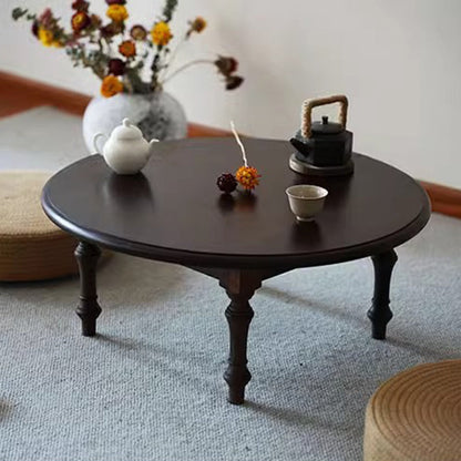 Modern Shabby Chic Pine Wood Round Tatami Bay Window Coffee Table 1-Tier For Living Room