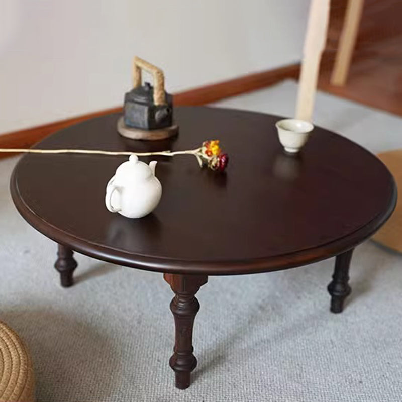 Modern Shabby Chic Pine Wood Round Tatami Bay Window Coffee Table 1-Tier For Living Room