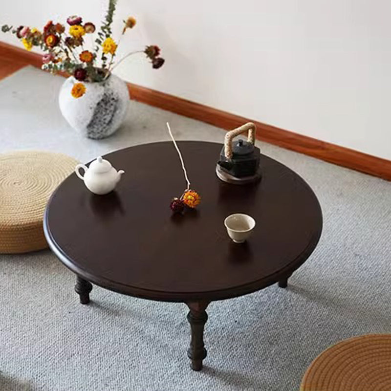 Modern Shabby Chic Pine Wood Round Tatami Bay Window Coffee Table 1-Tier For Living Room