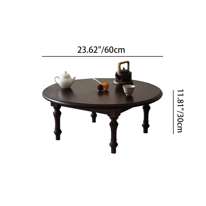 Modern Shabby Chic Pine Wood Round Tatami Bay Window Coffee Table 1-Tier For Living Room