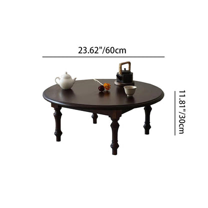 Modern Shabby Chic Pine Wood Round Tatami Bay Window Coffee Table 1-Tier For Living Room