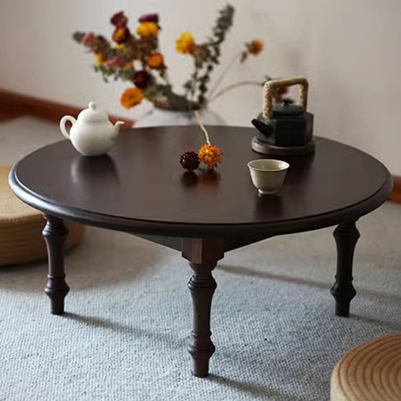 Modern Shabby Chic Pine Wood Round Tatami Bay Window Coffee Table 1-Tier For Living Room