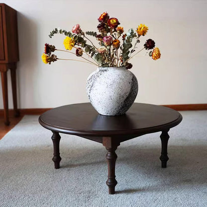 Modern Shabby Chic Pine Wood Round Tatami Bay Window Coffee Table 1-Tier For Living Room