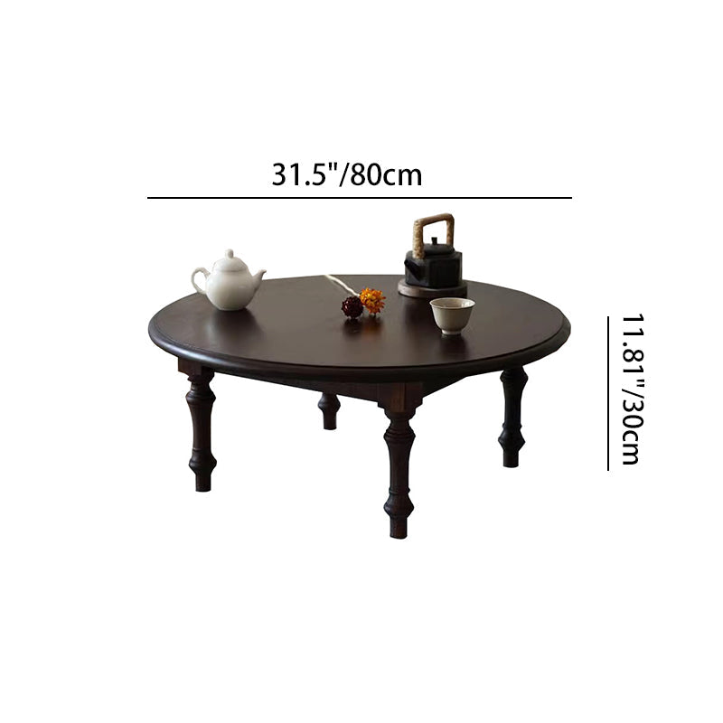 Modern Shabby Chic Pine Wood Round Tatami Bay Window Coffee Table 1-Tier For Living Room