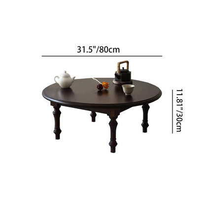 Modern Shabby Chic Pine Wood Round Tatami Bay Window Coffee Table 1-Tier For Living Room