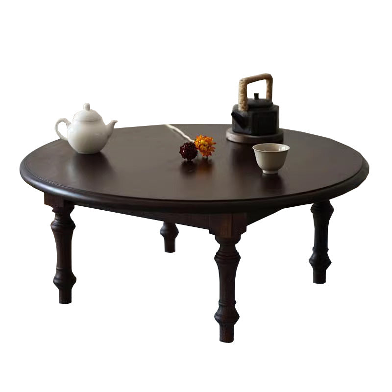 Modern Shabby Chic Pine Wood Round Tatami Bay Window Coffee Table 1-Tier For Living Room