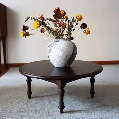 Modern Shabby Chic Pine Wood Round Tatami Bay Window Coffee Table 1-Tier For Living Room