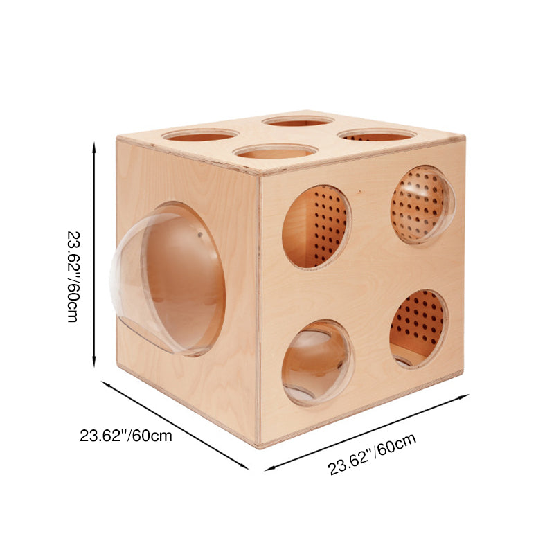 Modern Minimalist Solid Wood Multi-Layer Board Acrylic Square Cat Bed 1-Cabinet For Living Room