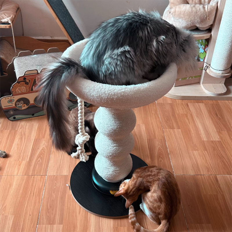 Contemporary Creative Gourd Sisal Rope MDF Scratch-Resistant Space-Saving Cat Tower 2-Tier For Living Room