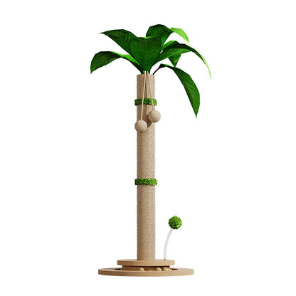 Traditional Rustic Sisal Rope Solid Wood MDF Tree Hard-Wearing Cat Tower 1-Rotating Base For Living Room
