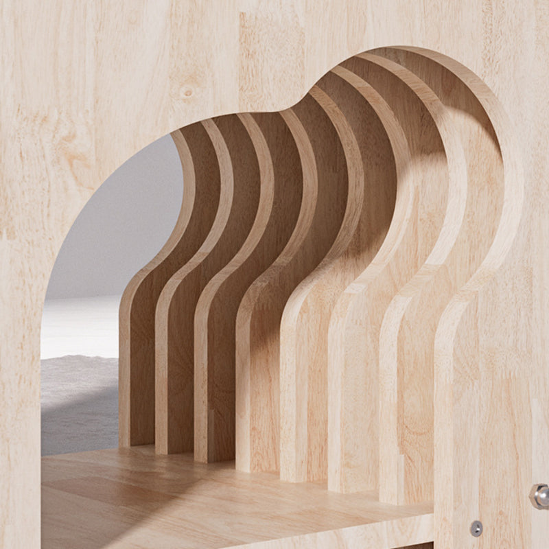 Modern Minimalist Rubberwood Wave Human-Pet Sharing Low Stool Backrest Armless For Living Room