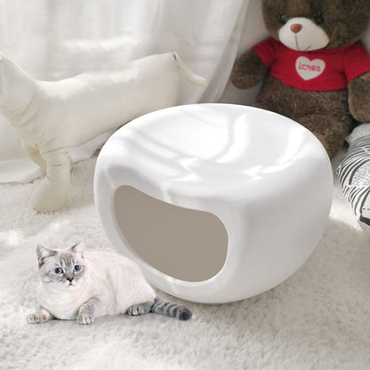 Modern Minimalist Crescent Shape PE Plastic Human-Pet Sharing Washable Cat Bed 1-Hole For Living Room
