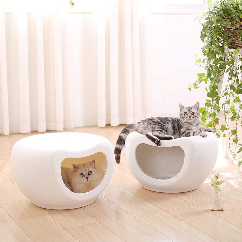 Modern Minimalist Crescent Shape PE Plastic Human-Pet Sharing Washable Cat Bed 1-Hole For Living Room