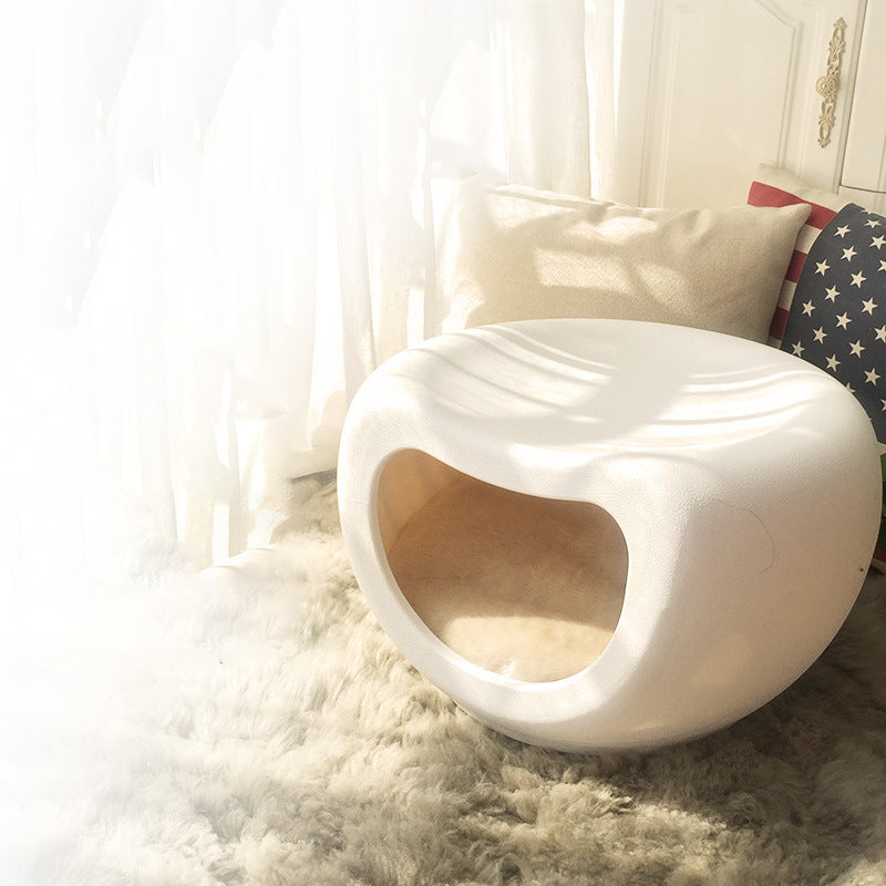 Modern Minimalist Crescent Shape PE Plastic Human-Pet Sharing Washable Cat Bed 1-Hole For Living Room