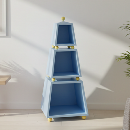 Contemporary Creative Pyramid MDF Dopamine Display Storage Shelf 3-Tier For Study