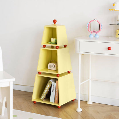 Contemporary Creative Pyramid MDF Dopamine Display Storage Shelf 3-Tier For Study