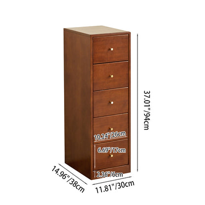 Modern Mid-Century Rectangular Rubberwood Pine Wood Space-Saving Corner Storage Cabinet 5-Drawer For Living Room